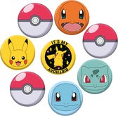 Amscan - Pokémon - Pickachu - Anniversaire - Jeu de boutons - 8 Pièces - 7 Cm.