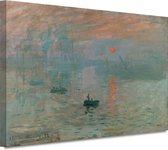 Impressie, zonsopkomst - Claude Monet schilderij - Zonsopgang schilderij - Canvas schilderij Natuur - Vintage schilderij - Schilderijen canvas - Decoratie kamer 100x75 cm