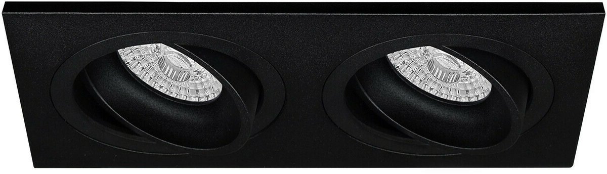 Premium Inbouwspot Anas Zwart Verdiepte dubbele spot Extra Warm Wit (2700K) Met Philips LE