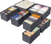 Lade-organizersysteem, 10 stuks opvouwbare lade-organizer, opbergdoos, niet-geweven stof, kledingkast-organizer, ladescheider voor kleding, ondergoed, stropdassen, sokken (grijs)