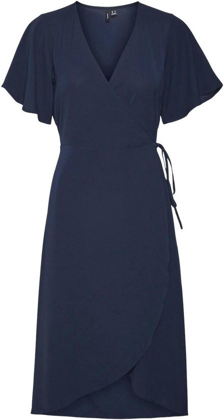 Vero Moda Dress Vmsaki Ss Calf Wrap Dress Wvn Ga 10287361 Navy Blazer Femme Taille - XS