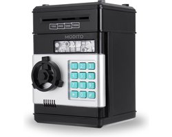 Modito Kluis met Pincode Zwart PRO - Spaarpot - Munten & briefgeld- Educatief sparen - Automatisch Spaarvarken voor Kinderen - Met Nederlandse instellingen Modito Kluis met Pincode Zwart PRO - Spaarpot - Munten & briefgeld- Educatief sparen - Automatisch Spaarvarken voor Kinderen - Met Nederlandse instellingen
