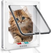 Kattendeur, kattenluik met 4-weg slot, 25 x 23,5 x 5,5 cm, eenvoudige installatie, veiligheidsdeur, huisdierendeur, weerbestendige kattendeur, kattenluik