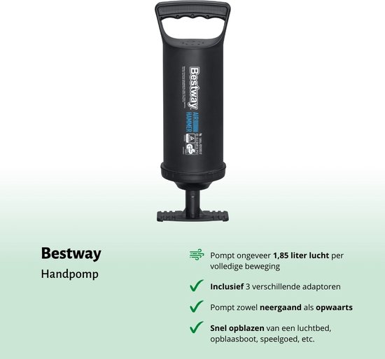 Matelas pneumatique Bestway - 3 en 1 - 1 personne - 2 personnes - 99 x 188 x 25 cm - Vert - Comprend Hoeslaken - Pompe et kit de réparation