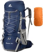 Avoir Avoir®-Hiking Backpack Rugzak - Capaciteit 75L - Kamperen en Wandelen - Backpacks-Donker Blauw - Waterzak uitgang - Ritssluitingszakken - Regenhoes
