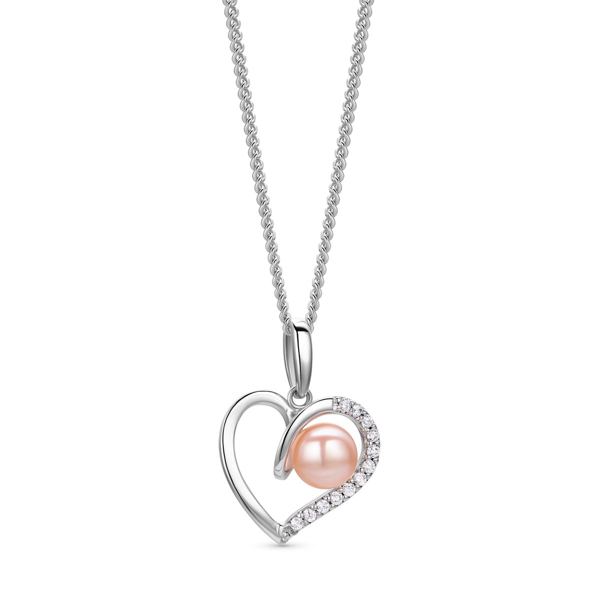 Miore Pure Collier Ketting Dames - Zilver - Met Roze Zoetwaterparels - Kettingen - 46 cm