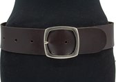 JV Belts Dames ceintuur bruin - dames riem - 6 cm breed - Bruin - Echt Leer - Taille: 110cm - Totale lengte riem: 125cm