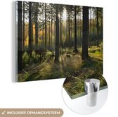 MuchoWow® Glasschilderij 30x20 cm - Schilderij acrylglas - Bos - Zomer - Zon - Foto op glas - Schilderijen