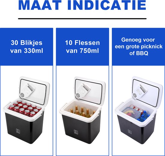 Brisby 25 Liter Elektrische Koelbox, Frigobox Deluxe met 12V, 220/230 Volt Aansluiting voor Auto en Camping – AC/DC - Coolbox - Divider en Deksel vergrendelstand - ZWART van Brisby — afbeelding 4