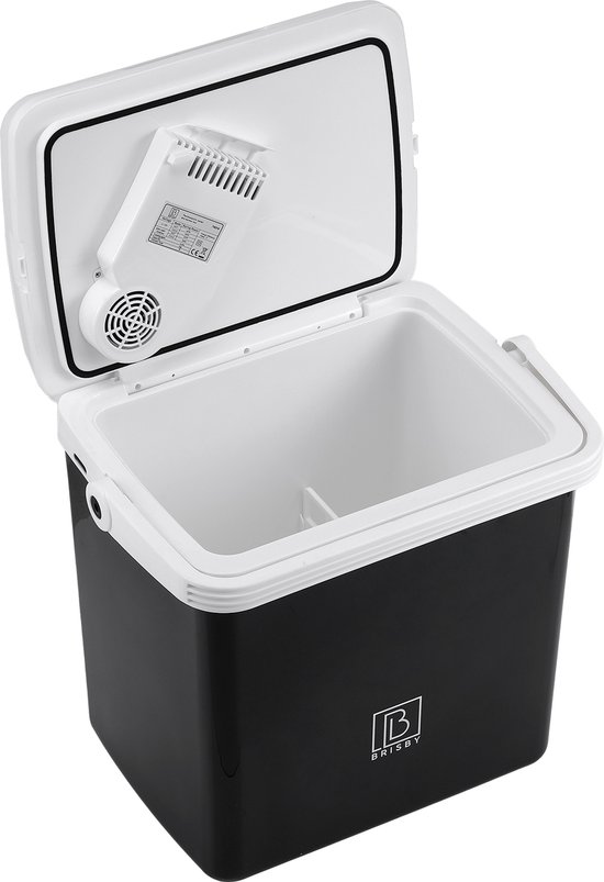 Brisby 25 Liter Elektrische Koelbox, Frigobox Deluxe met 12V, 220/230 Volt Aansluiting voor Auto en Camping – AC/DC - Coolbox - Divider en Deksel vergrendelstand - ZWART van Brisby — afbeelding 3
