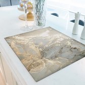 Inductiebeschermer Acrylic grey gold champagne | 59 x 52 cm | Keukendecoratie | Bescherm mat | Inductie afdekplaat
