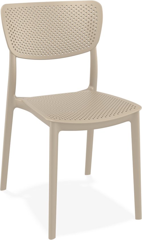 Alterego Chaise de terrasse perforée 'PALMA' en plastique taupe