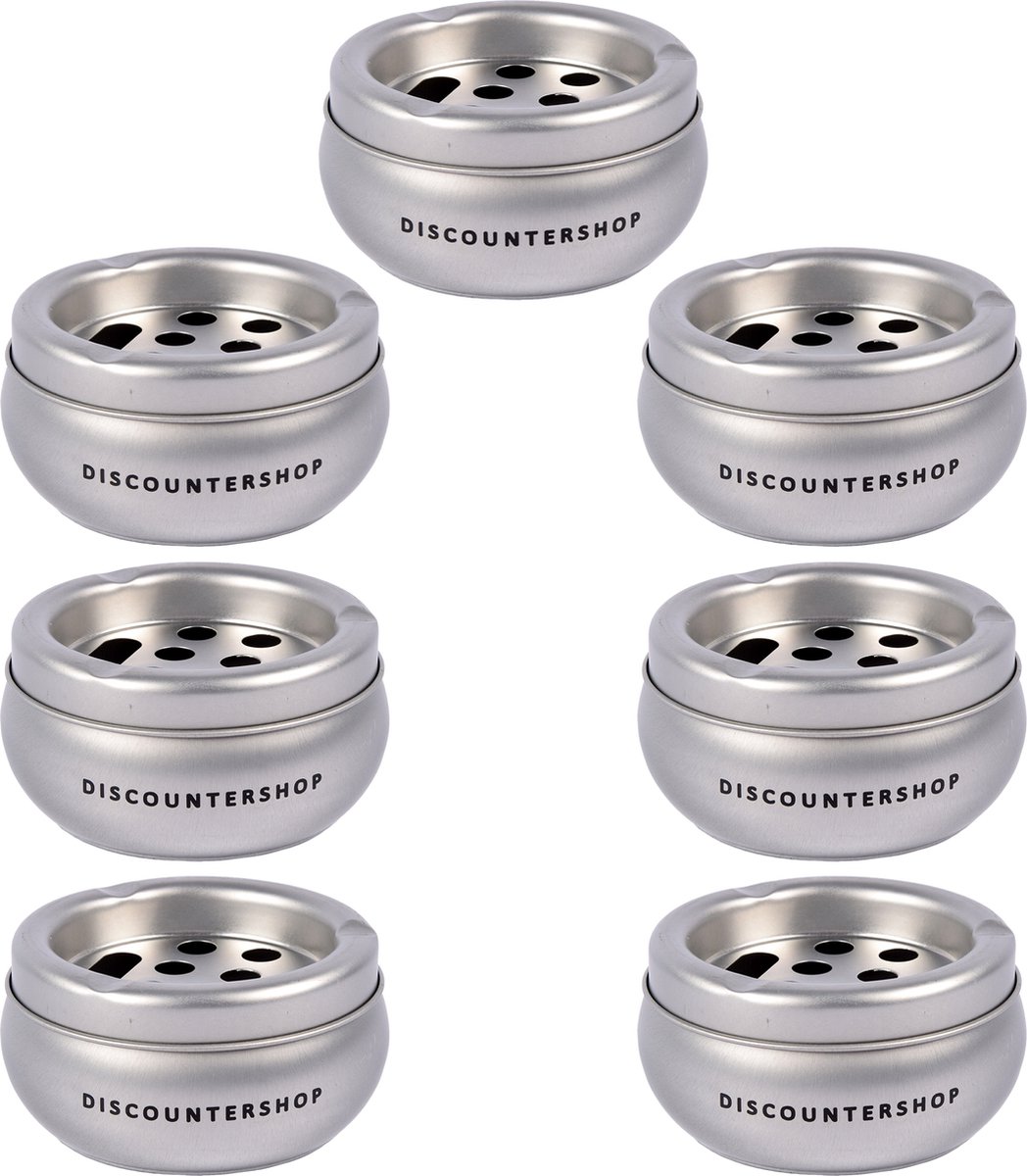 Goedkoopste Discountershop Stijlvolle Set van 7 Aluminium Terrasasbakken - Zilveren Tuinartikelen - Ø10cm - 5,5cm Hoog - Voor Binnen & Buiten