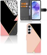 GSM Hoesje Geschikt voor Samsung Galaxy A55 Bookcase Black Pink Shapes