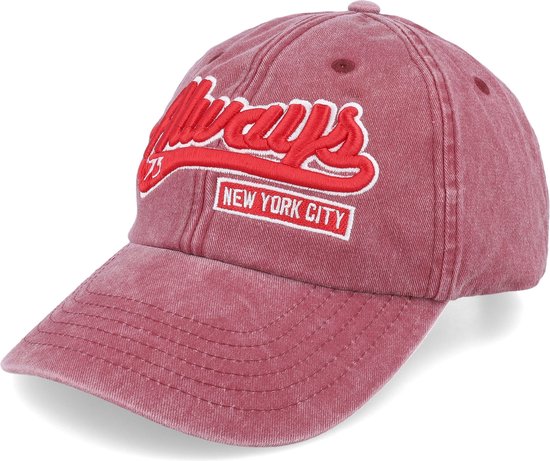 Hatstore- Always New York Washed Red Dad Cap - Iconic Cap