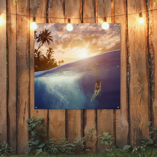 Toile de jardin Mer - Nageur - Soleil - 100x100 cm