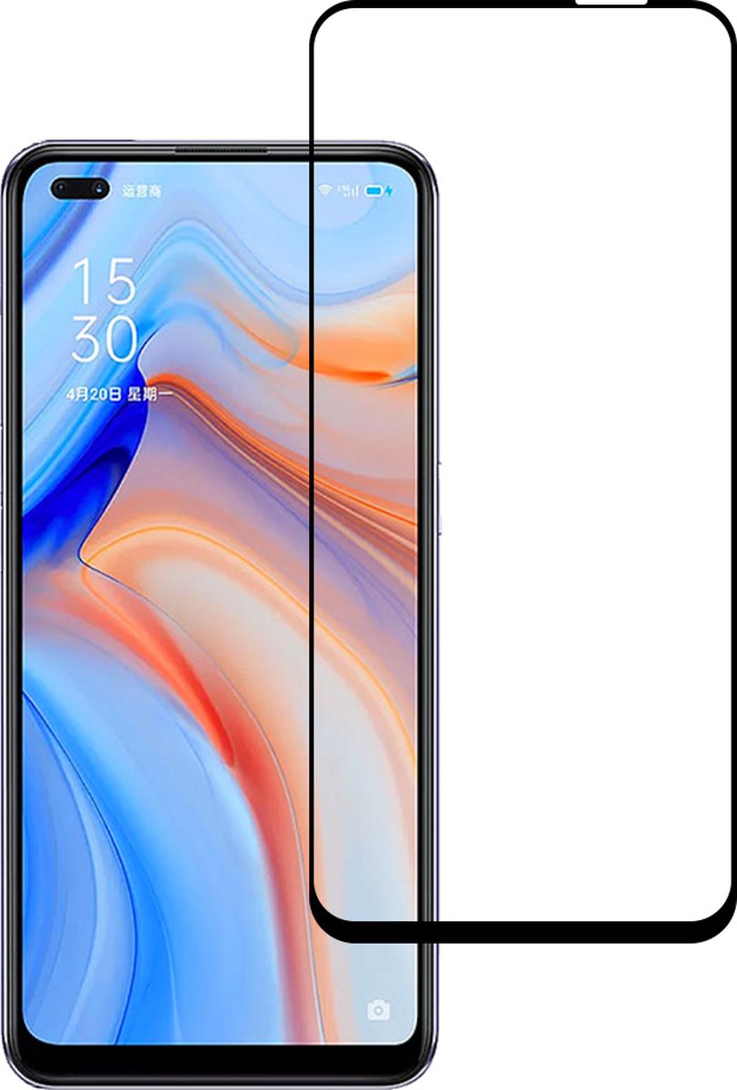 Smartphonica Screenprotector Geschikt voor Oppo Reno 4 5G - Full Cover Tempered Glass - Gehard glas Geschikt voor Oppo Reno 4 5G geschikt voor Oppo Reno 4 5G