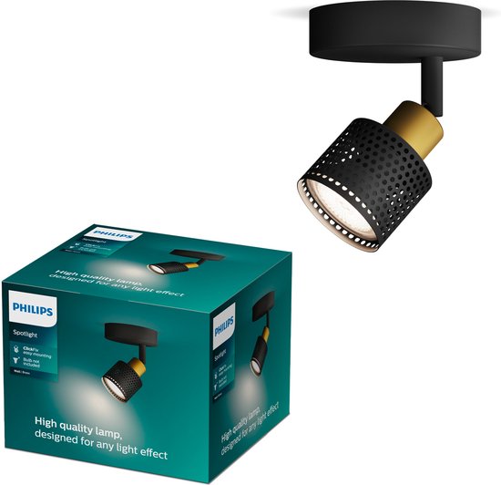 Plafondspot 4x GU10 incl. fitting (Zwart, IP20, 10cm hoog