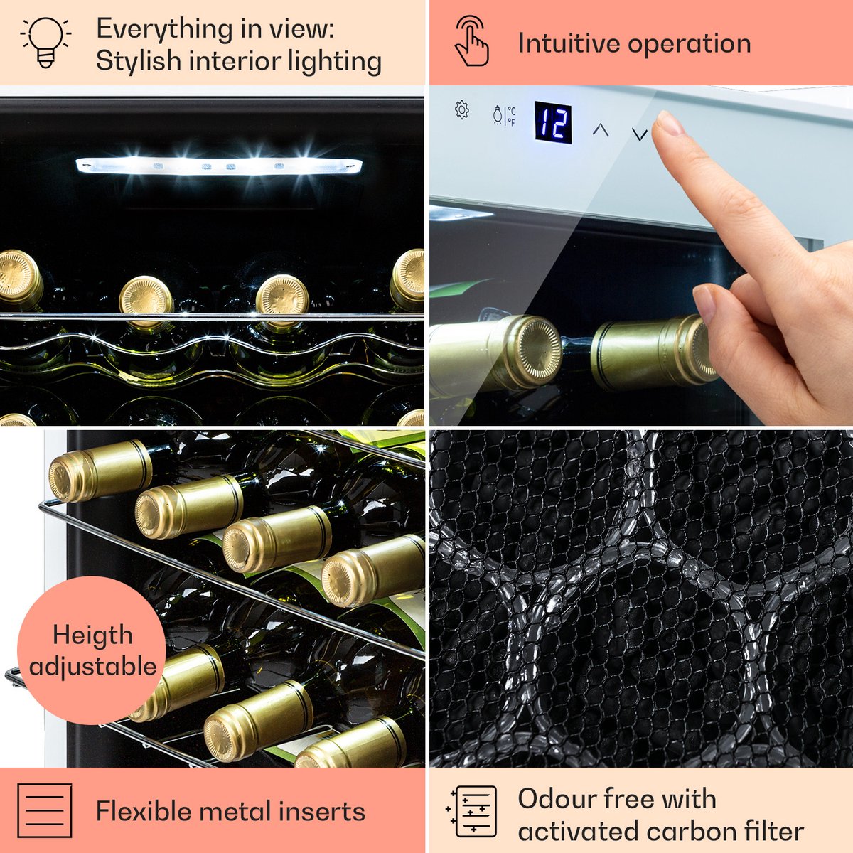 Klarstein Shiraz 16 Quartz Wijnkoelkast 42 Liter - Touch - afbeelding 3