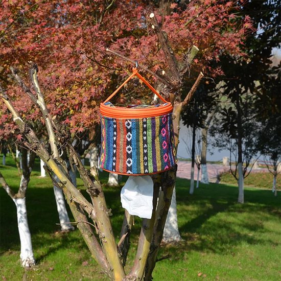 Boîte à Mouchoirs Portable Pliable - Style Ethnique - Pour Camping, Randonnée, Voyage - Avec Crochet