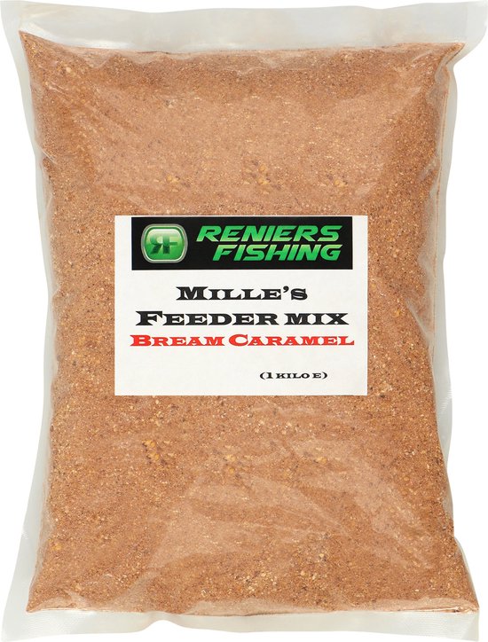 Reniers Fishing Mille’s Feedermix Carp 1 kg – Karper Feeder Voeder met Zaden & Vismelen - Smaak : Choco - Banaan — afbeelding 3