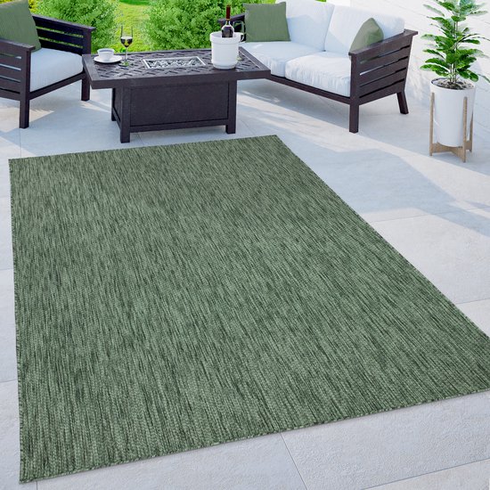 Paco Home Tapis de cuisine intérieur et Plein air pour balcon, terrasse, motif chiné uni, 200 cm, quadrat