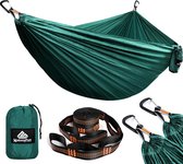 Ultralichte hangmat voor op reis, camping, 300 kg draagkracht (300 x 200 cm), ademend, sneldrogend parachutenylon, 2 x premium karabijnhaken, 2 x nylon lussen inbegrepen, voor buiten
