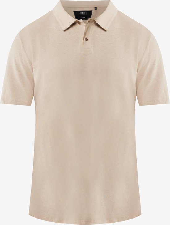 Linen Blend Polo SS Mannen - Zand - Maat S