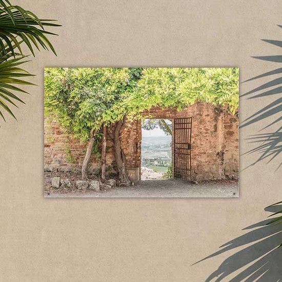 Tuinposter | Bakstenen muur in Toscane | liggend | Wallz | 105 x 70 cm | tuindoek