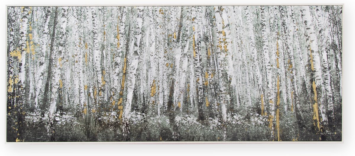 Art for the Home Canvas Geschilderde Details Berkenbos 40x100cm