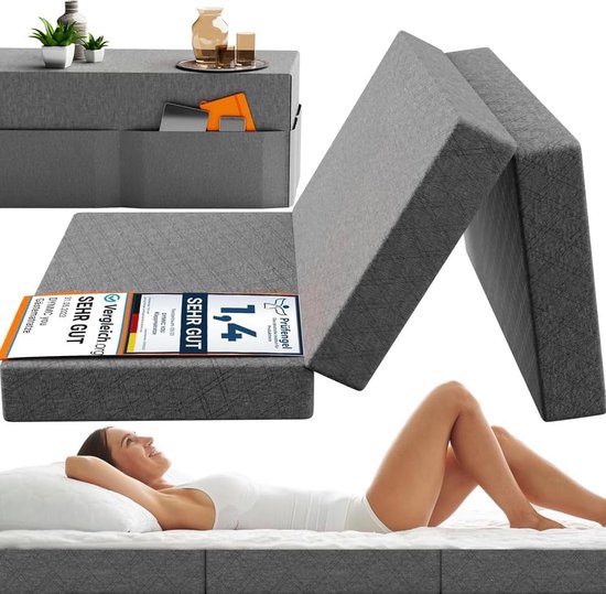 DYNMC you Vouwmatras 120x195x14 cm - Opvouwbaar Logeermatras Medium Hard H3 - test ZEER GOED - Oeko TEX Gecertificeerd - Opklapbaar Logeerbed met Hoes - Opvouwbaar Matras - Vloermatras voor Kinderkamer