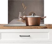 Spatscherm keuken 60x40 cm - Kookplaat achterwand Uien - Stilleven - Wit - Beige - Muurbeschermer - Spatwand fornuis - Hoogwaardig aluminium