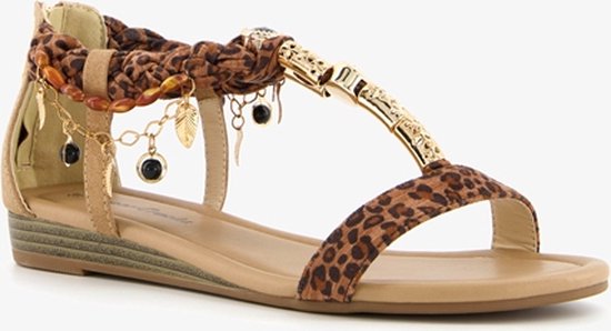 Supercracks dames sandalen met luipaardprint - Bruin - Maat 40