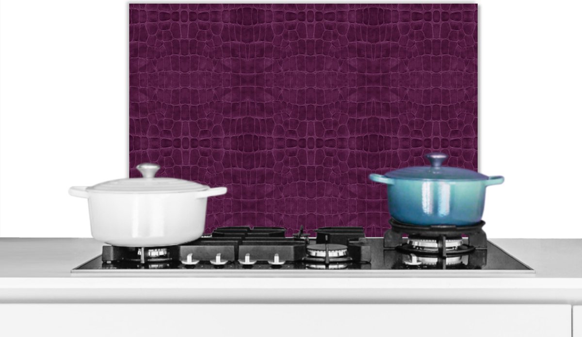 Spatscherm keuken - Achterwand - Dierenvel - Paars - Leer - Dieren - 60x40 cm - Spatwand fornuis