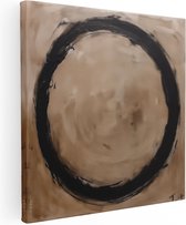 Artaza Canvas Schilderij Zwart Wit Kunstwerk van een Cirkel - 40x40 - Klein - Foto Op Canvas - Canvas Print