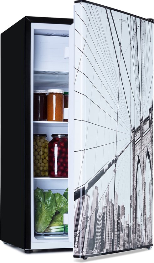Klarstein CoolArt 79L compacte koelkast met vriesvak, stille compressor, 5 temperatuurstanden, verstelbare schappen