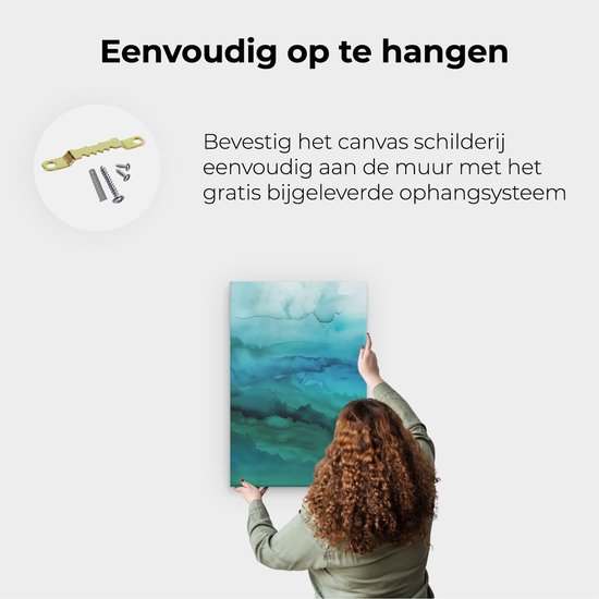 Artaza Canvas Schilderij Blauwe en Groene Zee - 40x60 cm - Wanddecoratie Woonkamer - Schilderijen - Muurdecoratie