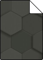 Proefstaal Origin Wallcoverings eco-texture vliesbehangpapier 3d hexagon motief zwart - 347854 - 26,5 x 21 cm