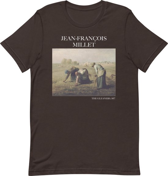 Jean-François Millet 'De Arenleesters' ("The Gleaners") Beroemd Schilderij T-Shirt | Unisex Klassiek Kunst T-shirt | Bruin | S