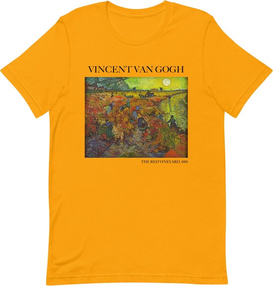 Vincent van Gogh 'De Rode Wijngaard' ("The Red Vineyard") Beroemd Schilderij T-Shirt | Unisex Klassiek Kunst T-shirt | Goud | XL