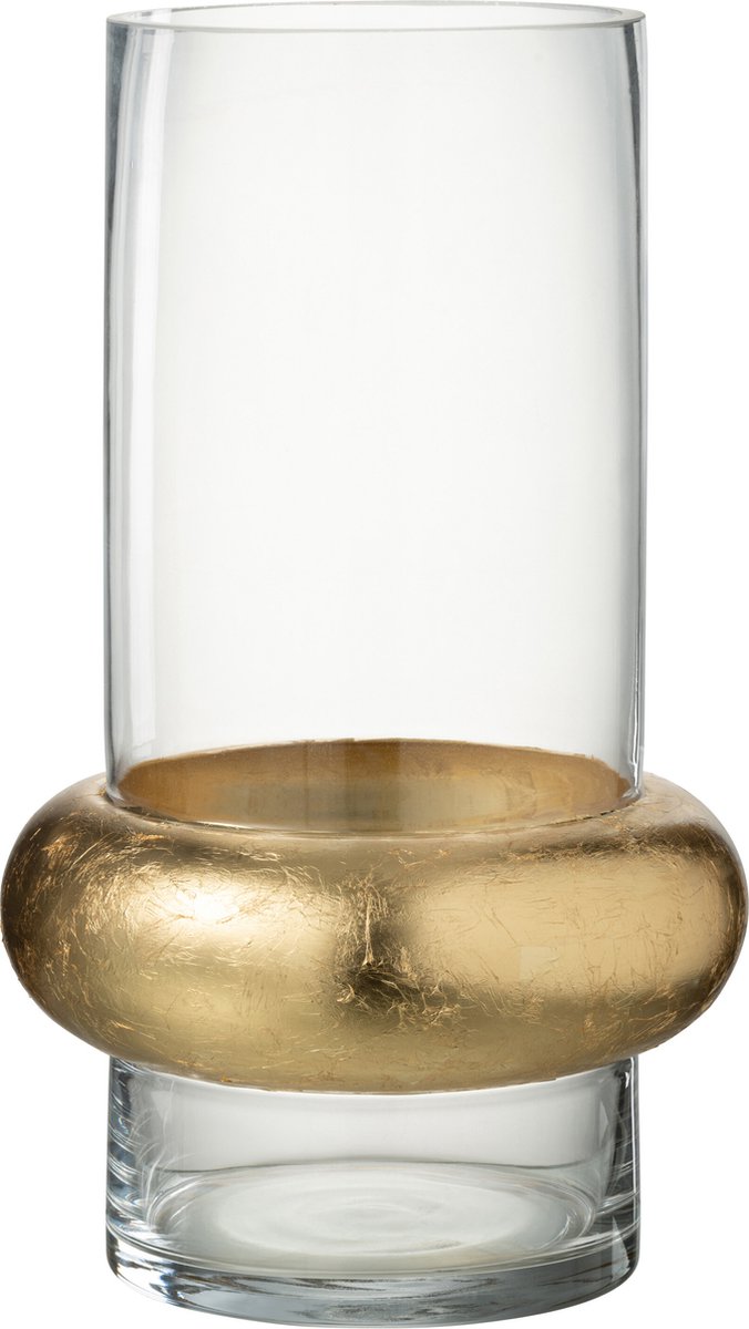 J-Line vaas Cylinder Ring Laag - glas - transparant - large - 35 cm hoog