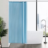 douchegordijn voor hoekdouche en kleine badkuip, badgordijn textiel van polyester, schimmelbestendig, waterafstotend en wasbaar, lichtblauw, 100 x 200 cm, met 6 douchegordijnringen