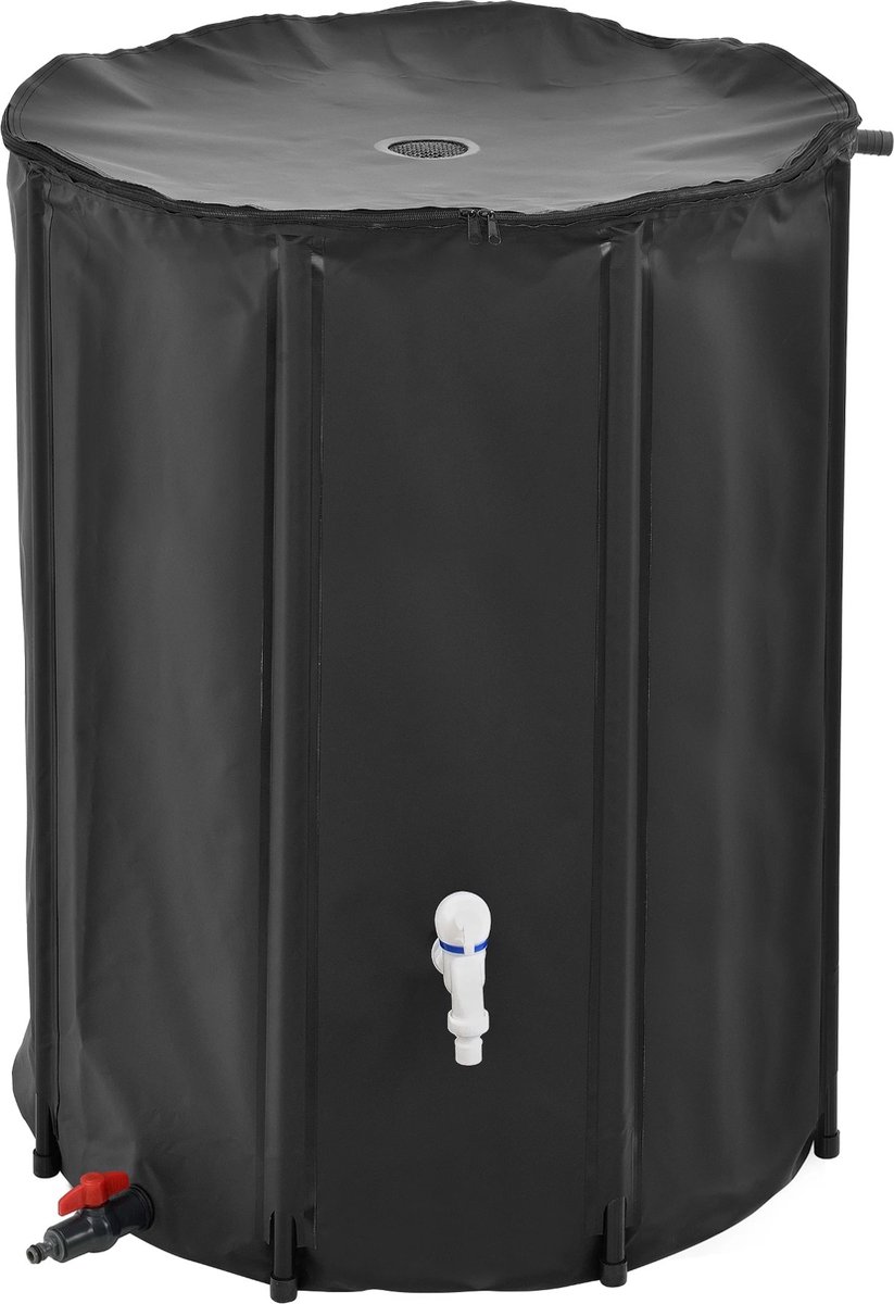 In En OutdoorMatch Watertank Erik - Opvouwbaar - Ø80x98 cm - Regenton Zwart - 500 L