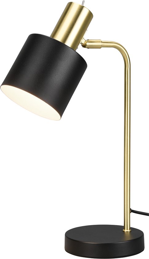 LED Tafellamp - Tafelverlichting - Trion Alimo - E14 Fitting - Rond - Mat Zwart/Goud - Aluminium