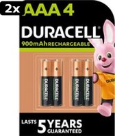 2x Duracell Rechargeable AAA 900mAh batterijen - 4 stuks