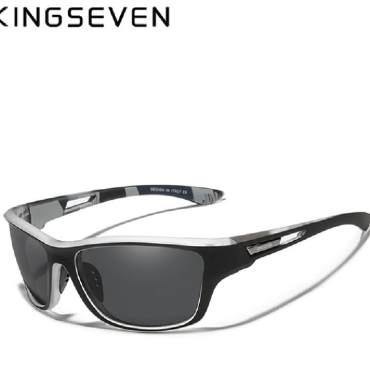 KingSeven Zwart/Wit - Sports met UV400 en polarisatie filter - Z203