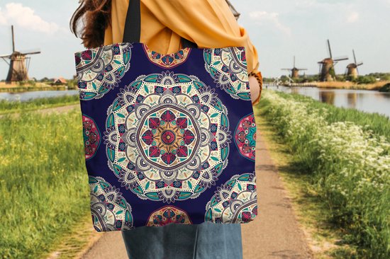 Sac Bandoulière - Sac De Plage - Shopper Bohème - Mandala - Motifs - 45x45 cm - Sac Coton