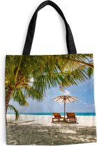 MuchoWow® Schoudertas - Strandtas - Big Shopper - Boodschappentas - Strand - Strandstoel - Parasol - 40x40 cm - Katoenen tas
