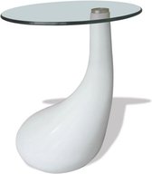 vidaXL - Salontafel - met - rond - glazen - tafelblad - hoogglans - wit