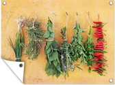 Tuinschilderij Mediterraanse kruiden - 80x60 cm - Tuinposter - Tuindoek - Buitenposter